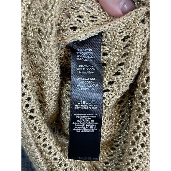 Chico's Travelers Gold Shimmer Sweater 1 8/10 M Retails $118.00 - Picture 5 of 7